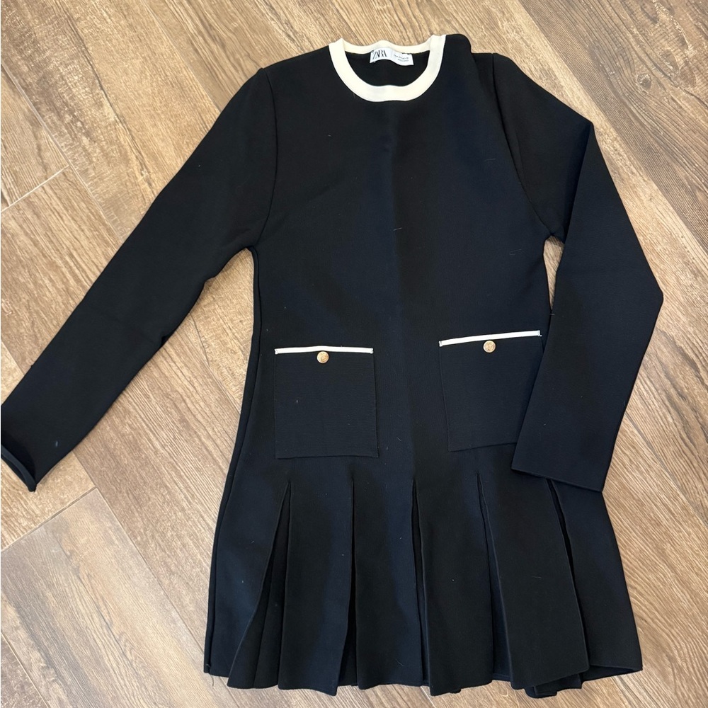 Zara Black dress with White Trim